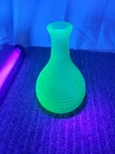 Vintage Collectable Frigidaire Uranium Glass Green Ribbed Frosted Vase 30s GLOWS