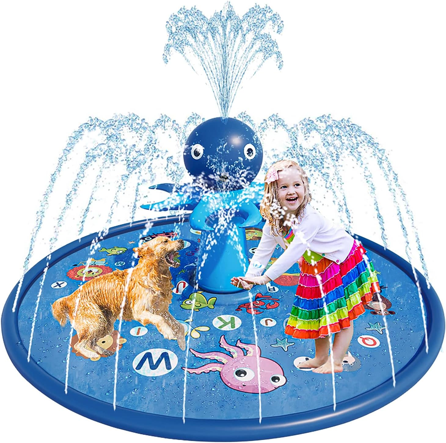 67-inch Inflatable Octopus Splash Pad for Kids - Summer Water Play Sprinkler