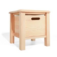 StoneCreek Stool with Storage Drawer, Solid Wood Storage Stool with Rounded E...