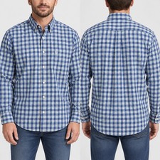 NWT Chaps Men  s XL Blue Plaid Stretch Wrinkle Resistant Button Down Shirt Casual