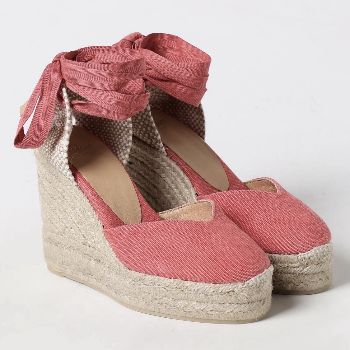 Castaner Chiara 8cm Tie Wedge Espadrilles Pink EU 38 / AU US 7 - 7.5 / UK 5