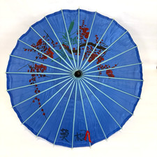 Epcot Hand Painted Japan China Bamboo Wood Umbrella Parasol