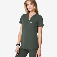 FIGS Catarina Scrub Top Women M Moss Green V-Neck NWT Medicine Medical Nursing