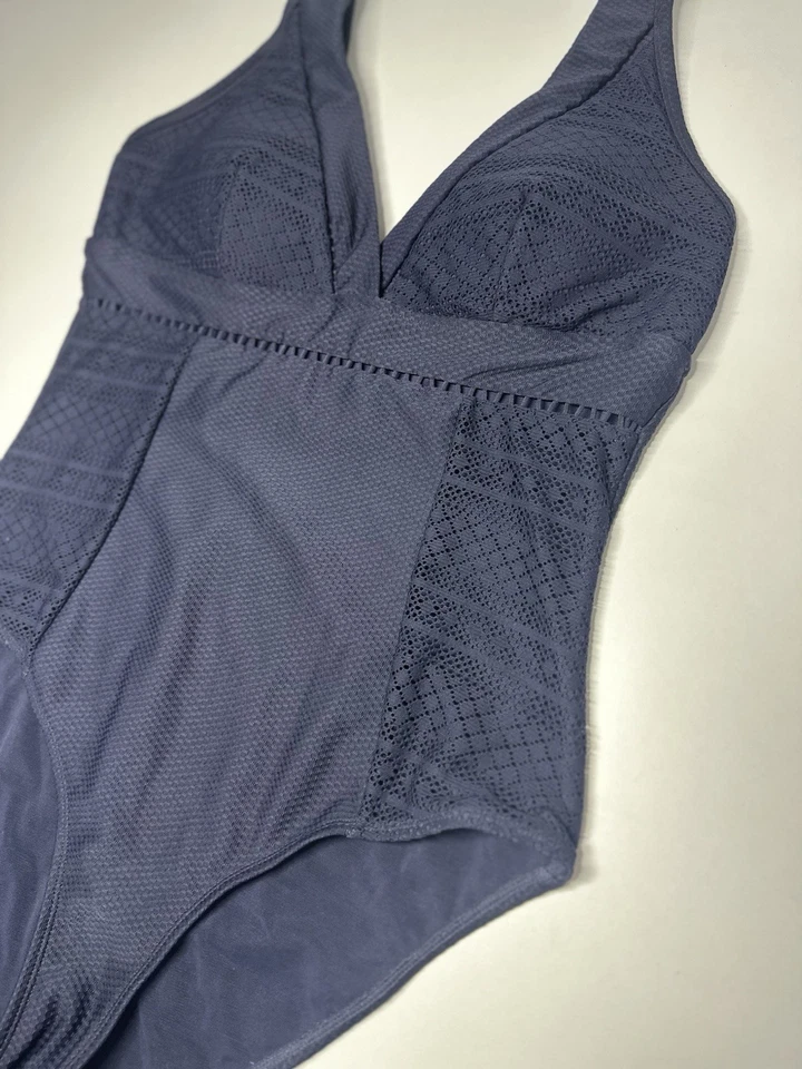 Traje de baño de una pieza con encaje azul Chantilly talla 10 SEA LEVEL SWIM US recortes azul Foto 3 de 4