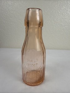 Vintage Pink 1/2 Pint Bottle Made in Italy Crownford China 1967