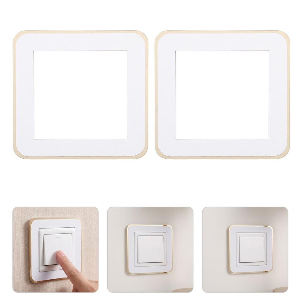White Acrylic Light Switch Plate Covers 2Pcs Reusable Self Stick Wall ...