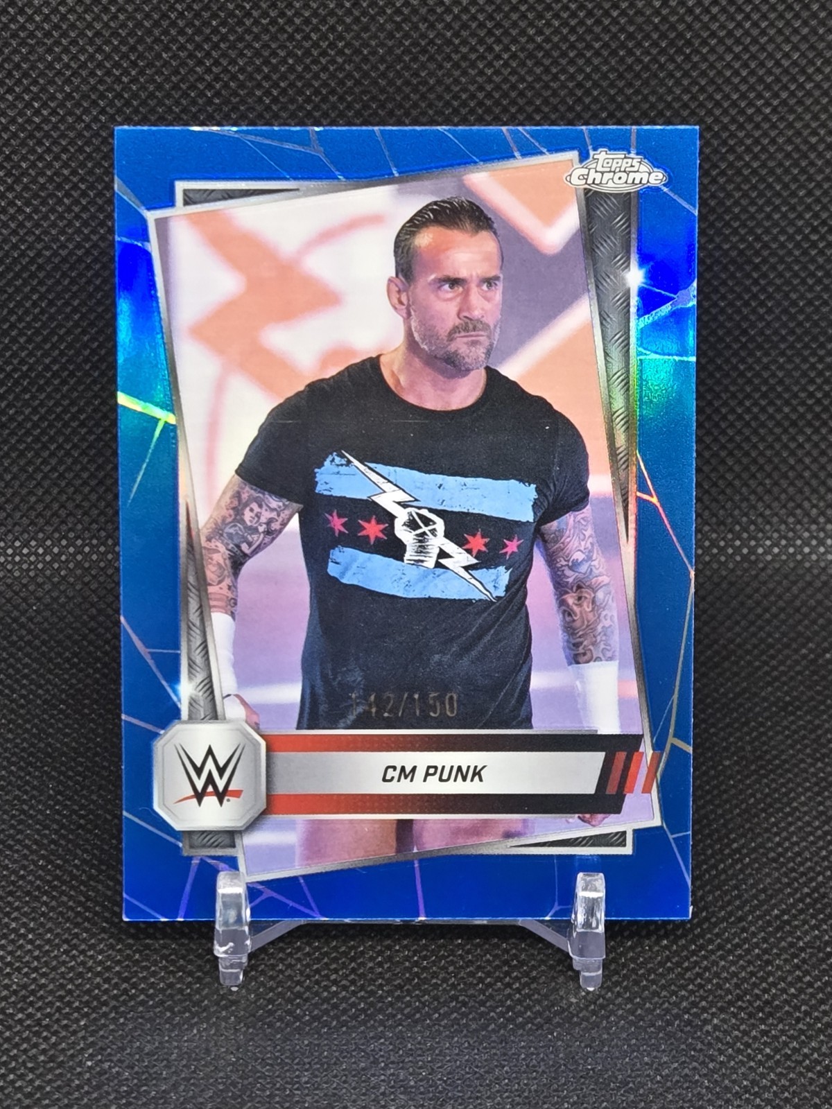 2025 WWE Topps Chrome CM Punk Blue Refractor 142/150 #98 RAW 