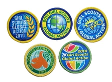 Girl Scouts Patches:  Global Action 2010, 2011, 2012, 2013, 2014 - Set Of 5