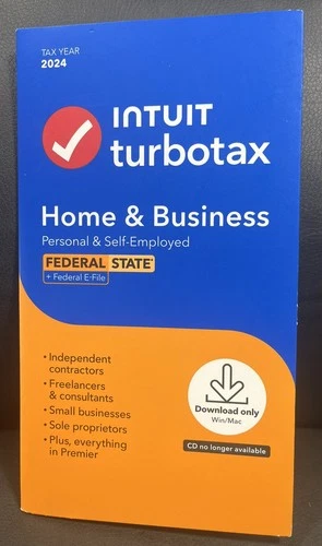 TurboTax Home & Businesses 2024 Tax Software Fed & State Tax Win & Mac READ