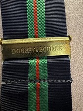 Vintage Dooney Bourke Leather Brass Wool Striped Suspenders Blue Green Gold