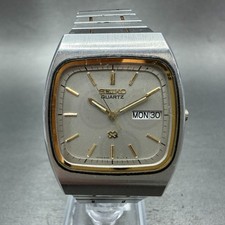Seiko SQ tank Watch Men 33mm Silver Dial Two Tone Daydate 8123 PARTS Vintage