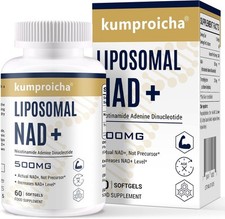 Liposomal NAD+ 500mg with TMG 250mg Softgels, Actual NAD+ Supplement for Cellul