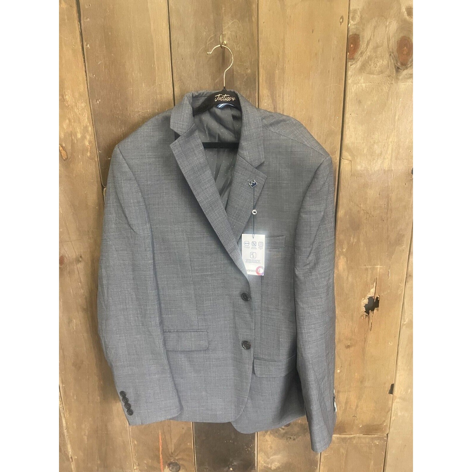 Crown & Ivy Gray Sharkskin Stretch Suit Jacket 42R Slim Fit Blazer