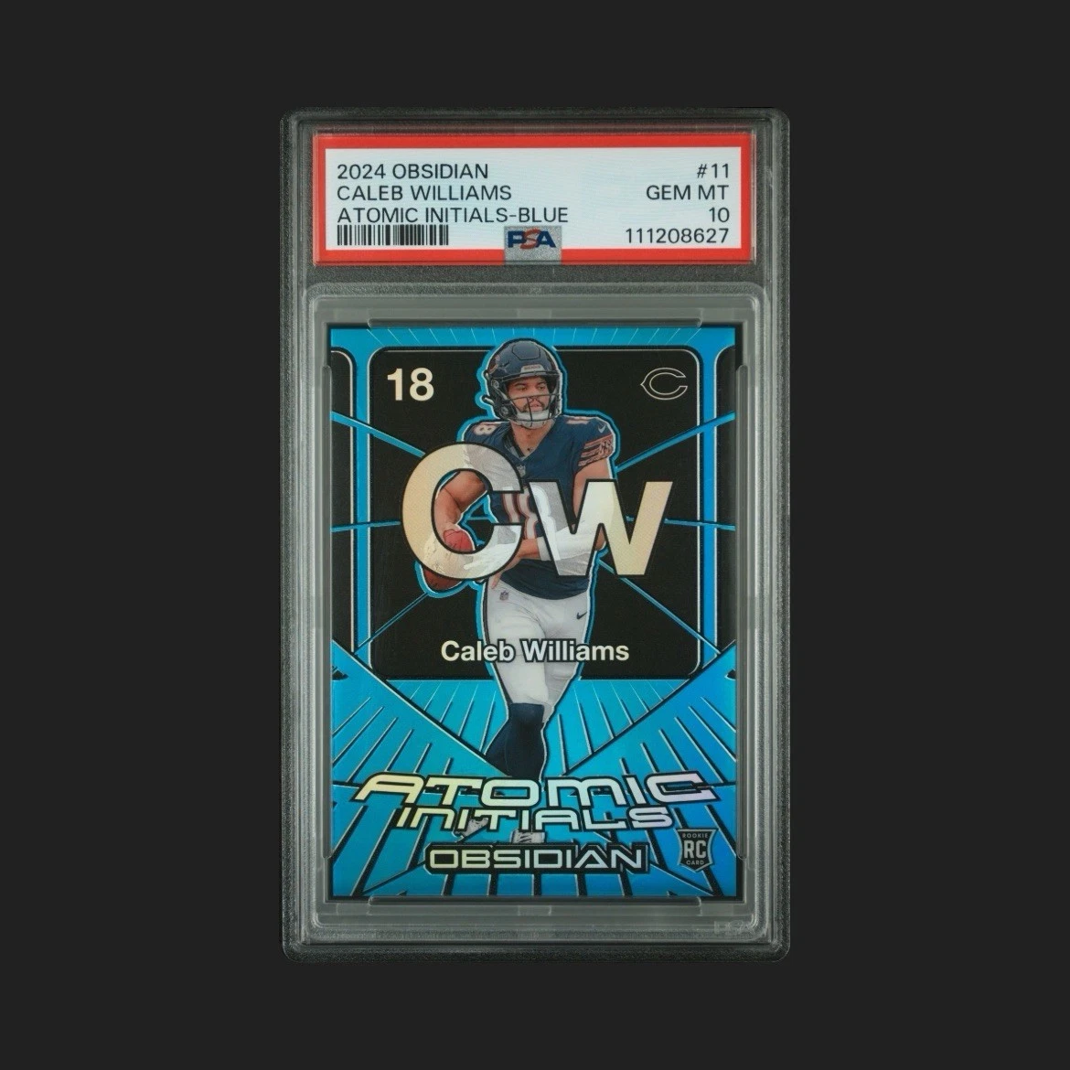Caleb Williams Panini Obsidian Atomic Initials #11 Blue