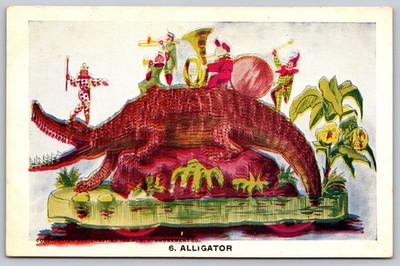 1907 Alligator Parade Float Clown Musicians Vintage Postcard DPH Amusement E143