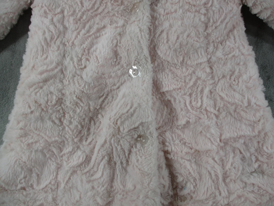Abrigo Juicy Couture Niñas 4T Rosa Imitación Piel Abotonada Elegante Satén Forrado Felpa Foto 2 de 4
