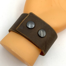 Rustic Brown Leather Cuff Bracelet Double Snap Close 1.5" Wide