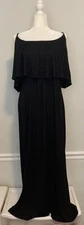 FTF Sz 0 Fashion To Figure Maxi Dress Women's XL Off Shoulder Ruffle Black