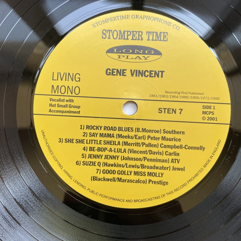 LP 10" Gene Vincent – The Be-Bop-Boogie Boy - STOMPER TIME STEN 7 - 2001 - Photo 2/3