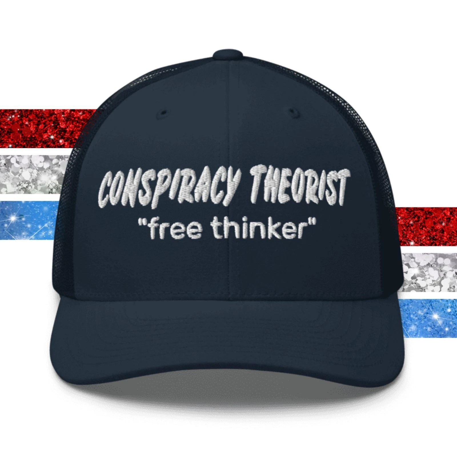 Conspiracy Theorist "Free Thinker" Trucker Hat: Funny Political Mesh Cap
Opens in a new window or ta