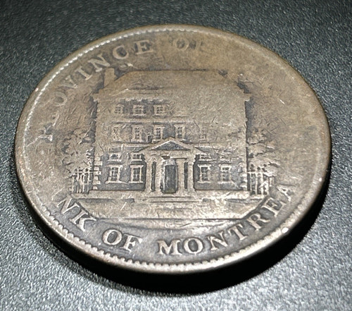 1842 Canadian Provinces 1 Penny Bank of Montreal (#75) *Only 240,000 Ever Made*