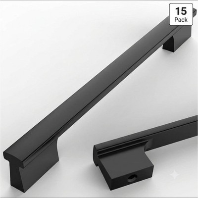 Asidrama 15 Pack Matte Black Cabinet Pulls 6.3 Inch 160mm Kitchen Drawer Handles