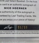 2018 Leaf Valiant Green Nico Hoerner autograph 86/99 BA-NH1 Beckett 9.5 Gem Mint — photo 2