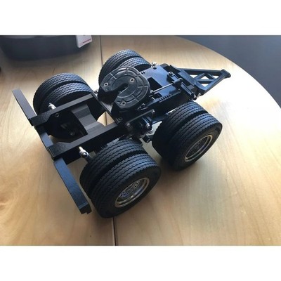 1/14 RC Truck Dolly   Tamiya Compatible Dual Axle Trailer Unassembled DIY Kit