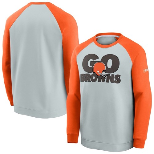 Men's Nike Gray/Orange Cleveland Browns Fan Gear Throwback Go Helmet Sweatshirt