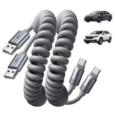 Coiled USB C Cable, USB a to USB C Cable 2 Pack Type C Charger Cord  for Car An