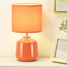 Lampwell Lena Small Modern Ceramic Table Lamp, Kids  7.09 H12.99IN, Orange