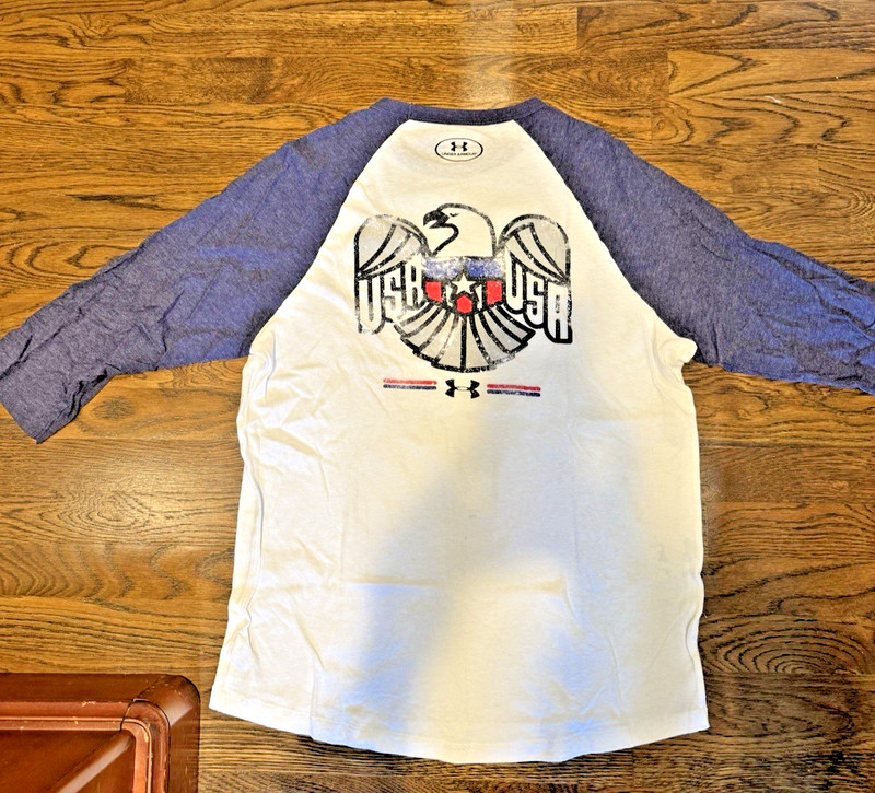 USA BASEBALL SHIRT UNDER ARMOUR EAGLE LARGE VARSITY VINTAGE WBC