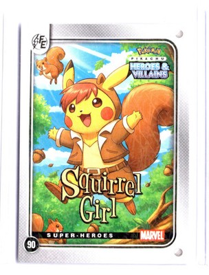RARE SSP!!! POKEMON MARVEL/DC PIKACHU Squirrel Girl PRIZM #90