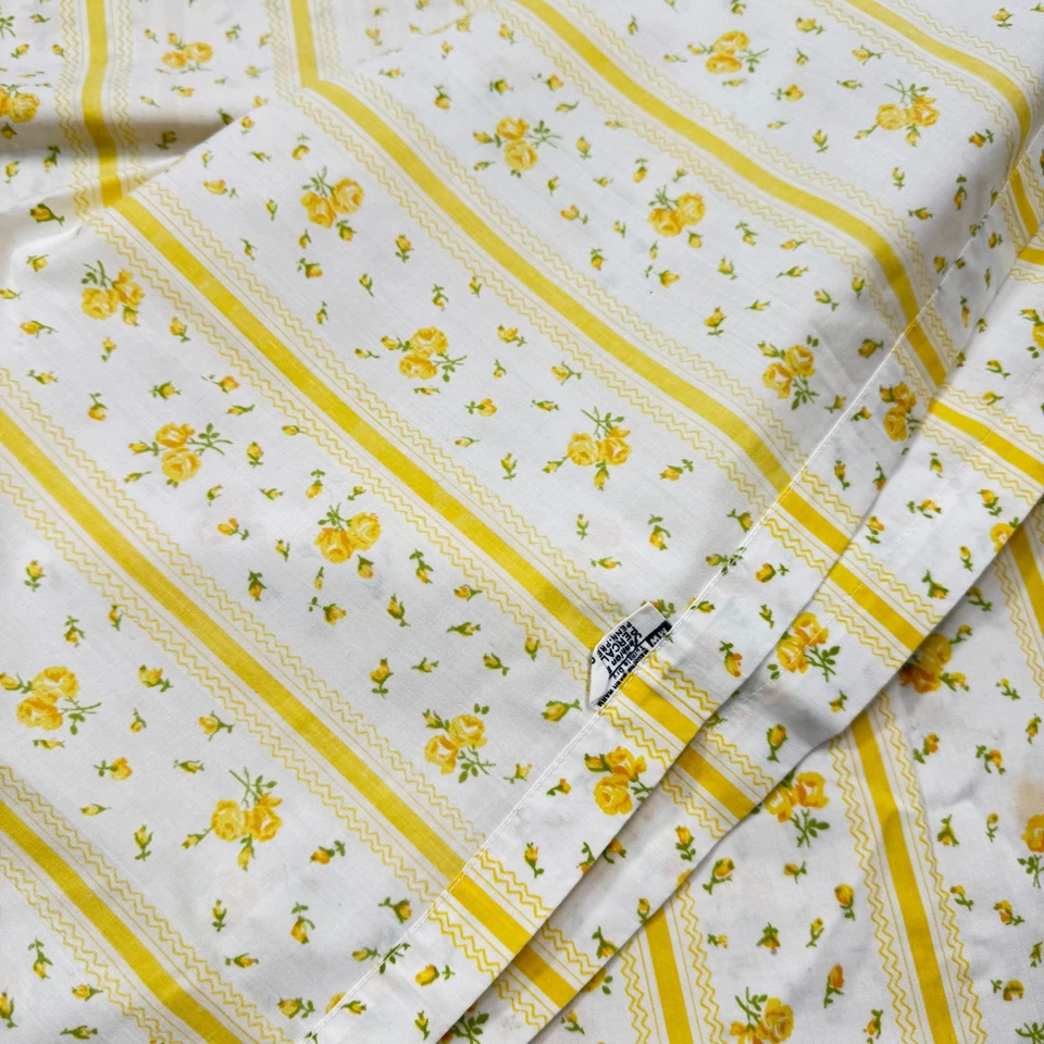 Sábana plana vintage fashion manor gemelas rosas amarillas rayas flores y2k años 90 1488-7 Foto 4 de 4
