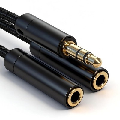 Headphone Splitter, Premium Gold Plated 3.5Mm Aux Cable Y Audio Splitter, Nylon