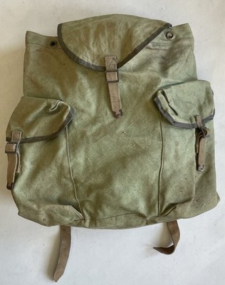 Vtg 1940s British Army Issue Linen Rucksack Backpack 1943 Dated Leather ...