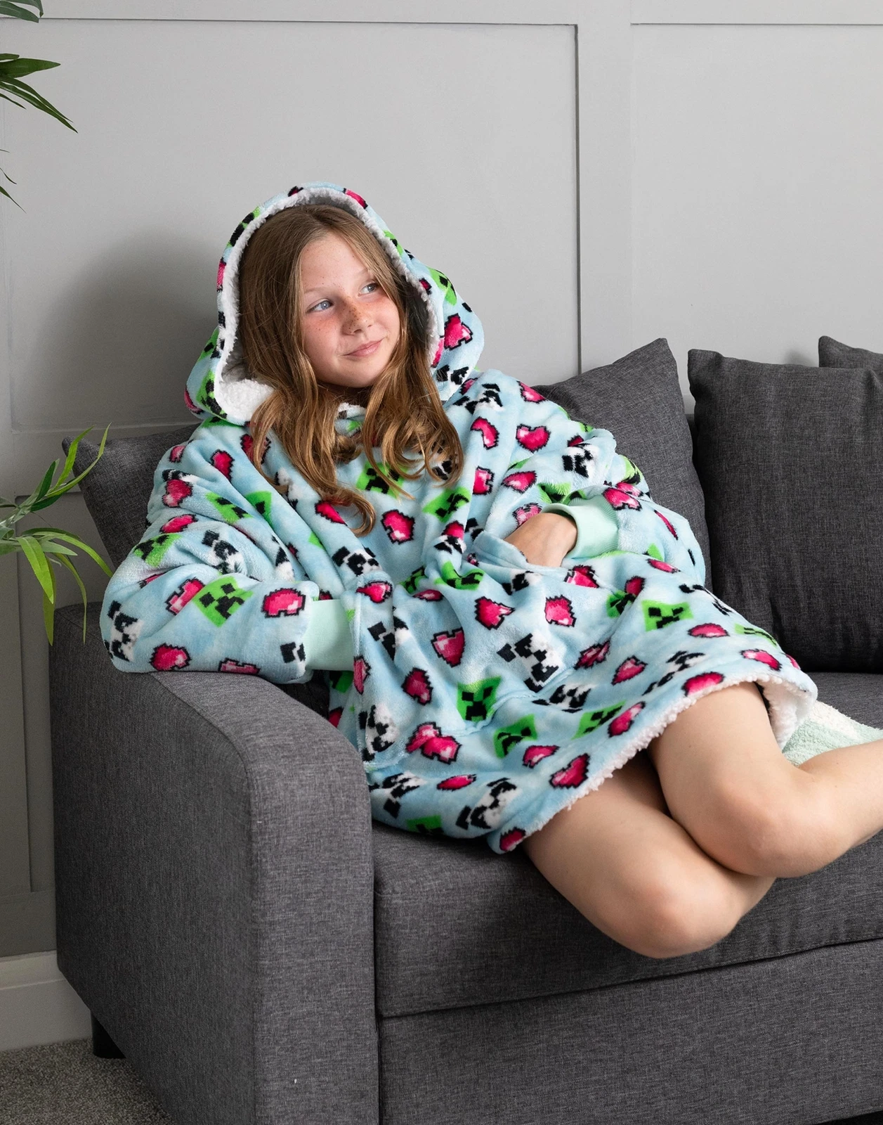 Minecraft Blue Creeper Blanket Hoodie