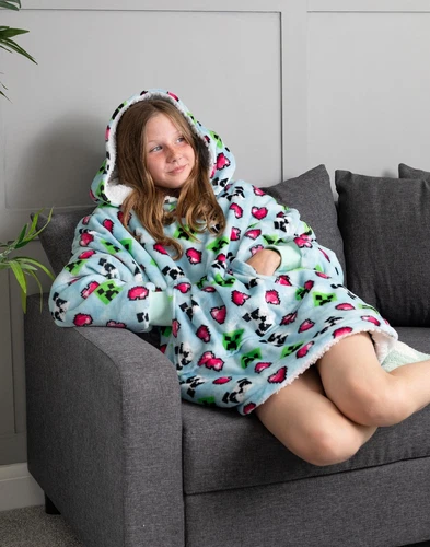 Minecraft Blue Creeper Blanket Hoodie