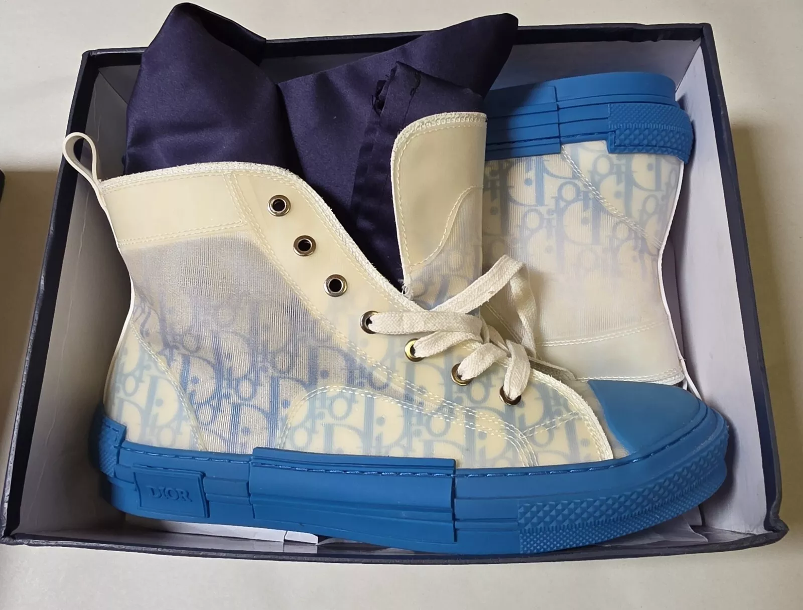 Baskets montantes homme Dior X Kaws bleu oblique pointure 44 US 11