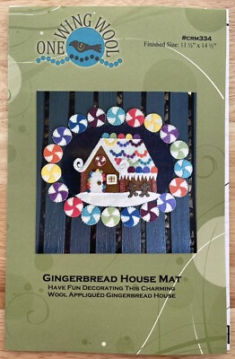 Wool Appliqué Seasonal Decor Pattern For 11.5 x14.5  Gingerbread House Mat