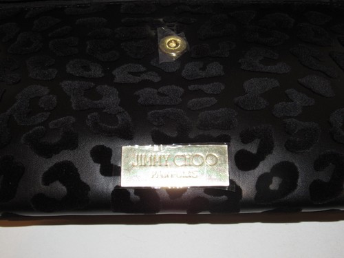 Jimmy Choo Black Leopard Clutch Pouch Bag Handbag Faux Leather Slim NEW - Picture 4 of 4