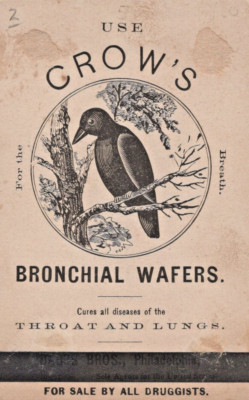Crows Bronchial Wafers Quack Throat Lungs  Advertising Trade Card A11C