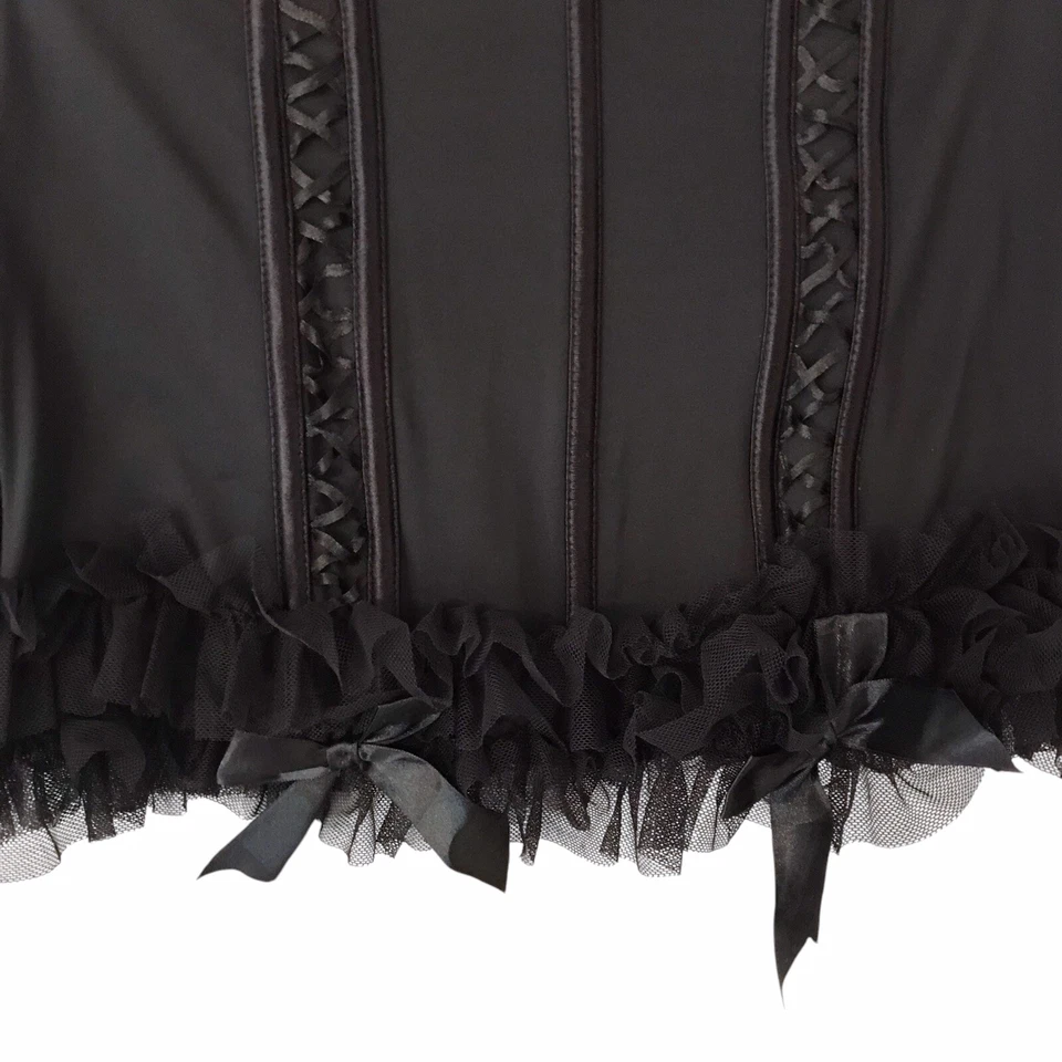 Sexy Corsé Tórrido Bustier Negro Encaje Sin Tirantes Arcos Gótico Punk Para Mujer Talla 2X Foto 3 de 4