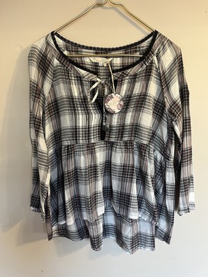 NWT Odd Molly Plaid Blouse Size 1 Small