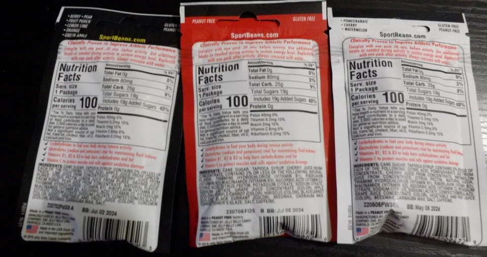 3 NEW bags Jelly Belly Extreme Sport jelly beans QUICK ENERGY w/ CAFFEINE - Image 2 of 2