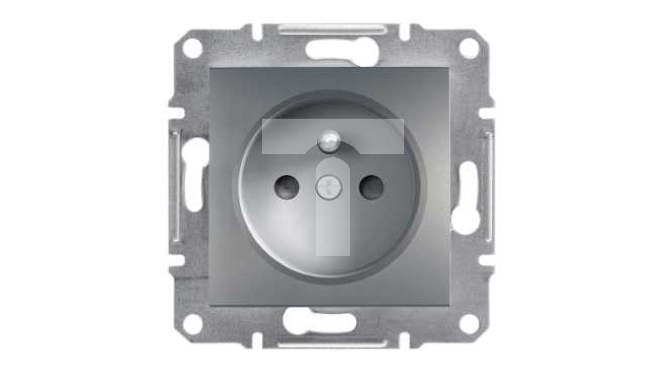2P+PE socket with shutter. without frame, EPH2800262 steel /T2UK
