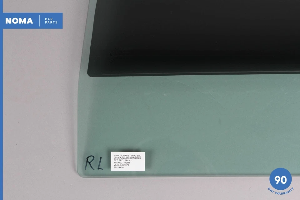 00-08 Jaguar S-Type X206 Puerta trasera izquierda lado del conductor Ventana Vidrio con tinte OEM Foto 3 de 4