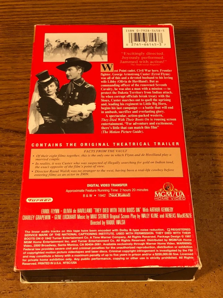 They Died With Their Boots On VHS Video Tape Used Movie Errol Flynn - Image 2 of 4