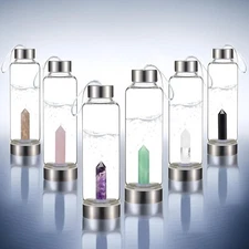 Premium Quality Quartz glass water bottle, transparent water bottle, gemstone