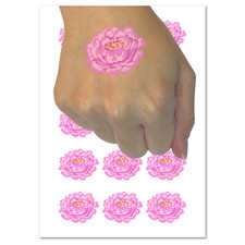 Single Peony Flower Temporary Tattoo Water Resistant Fake Body Art Set